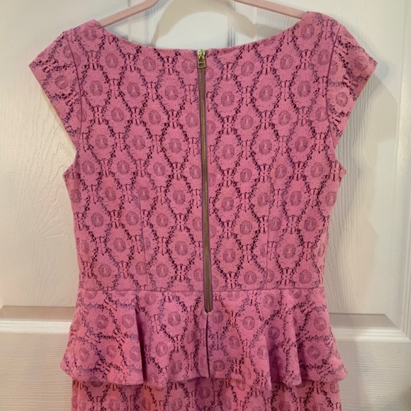 ADRIANNA PAPELL LILAC LACE WEDDING OCCASION PENCIL PEPLUM DRESS SIZE 10 - Picture 6 of 8